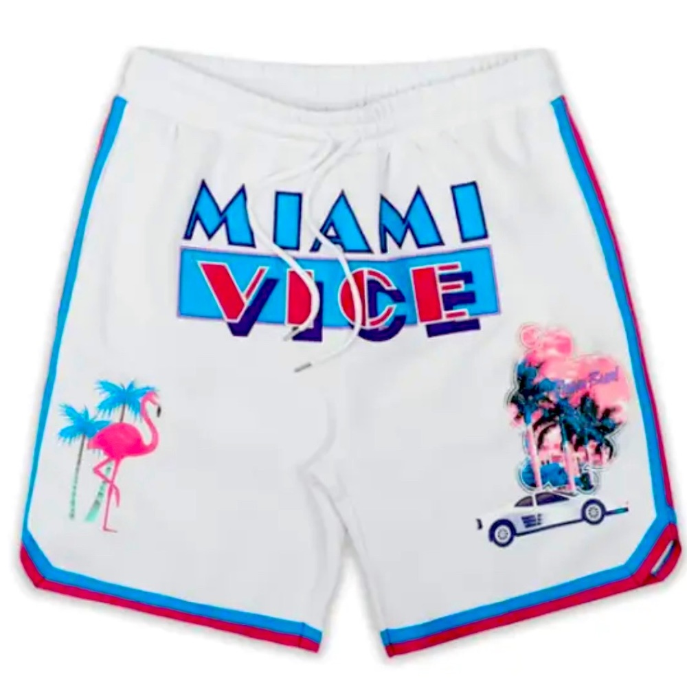 Men’s New with tag Miami Vice white cotton shorts - size XL - Reason Clothing